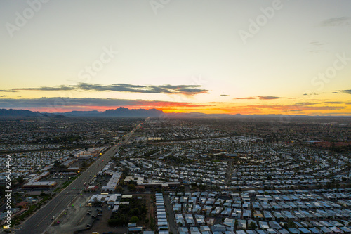 Aerial photo of Mesa Arizona retirement communities motor homes trailer parks