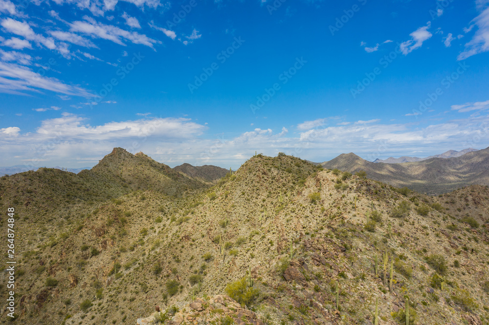 Aerial photo Arizona cactus mountain landscape