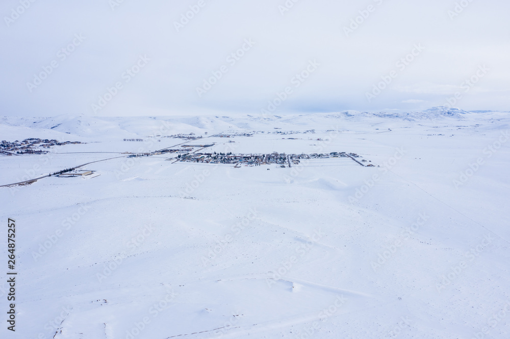 Aerial photo Evanston Wyoming in winter snow