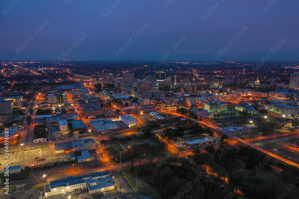 Jackson Mississippi USA night city photo aerial view