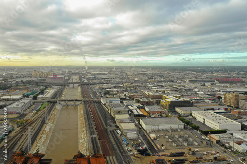 Aerial image LA River Los Angeles CA