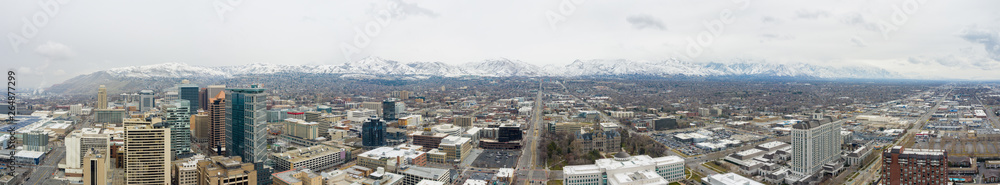 Aerial drone panorama image Salt Lake City Utah
