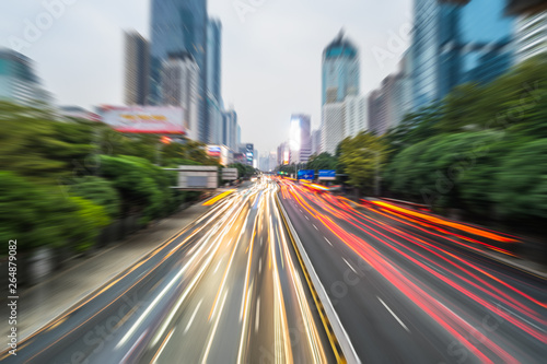 urban traffic with cityscape in city of China.