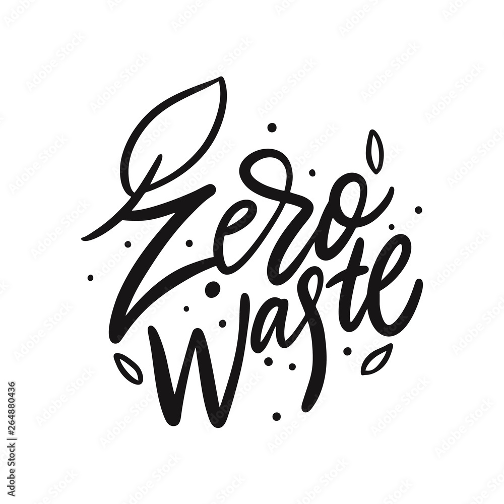 Obraz premium Zero waste hand drawn vector lettering. Isolated on white background.