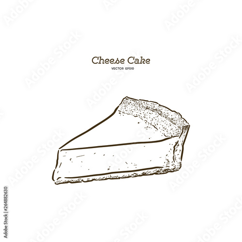 Classic Cheese Cake, hand draw sketch vector.