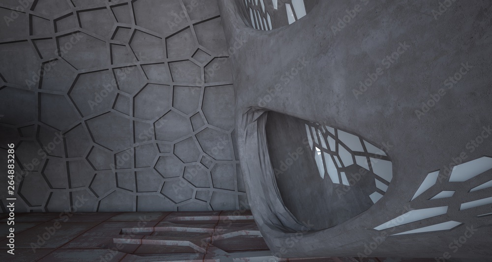 Empty abstract room interior of sheets rusted metal. Architectural background. 3D illustration and rendering Empty abstract room interior of sheets rusted metal. Architectural background. 3D illustration and rendering
