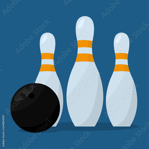 bowling pins and bowling ball vector illustration