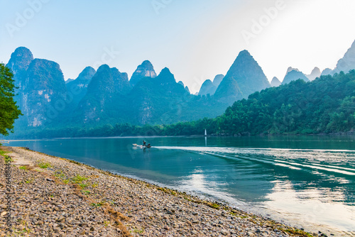 Landscape jiatianxia guilin, lijiang river in the morning.The landscape of near guilin, yangshuo county, guangxi, China