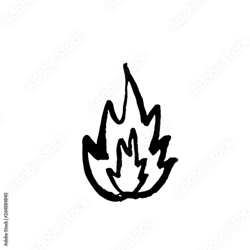 Flame icon. Grunge fire brush vector illustration.