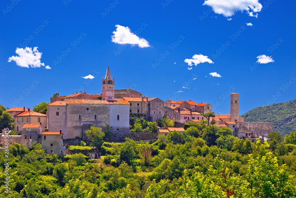 Idyllic istrian stone village of Plomin on green hill view Idyllic istrian stone village of Plomin on green hill view