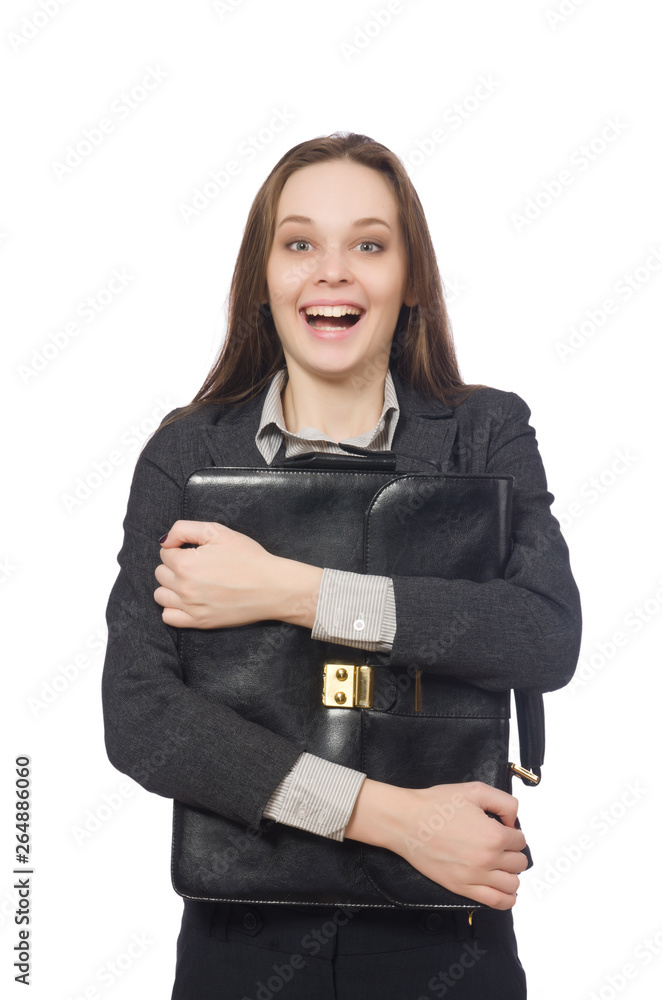 Woman in business concept isolated on white Woman in business concept isolated on white