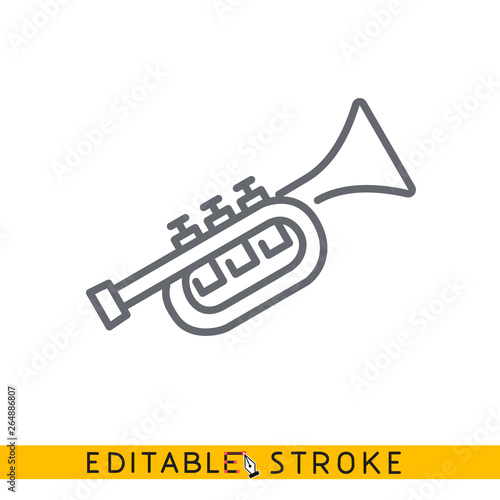Trumpet icon. Easy editable stroke line vector.