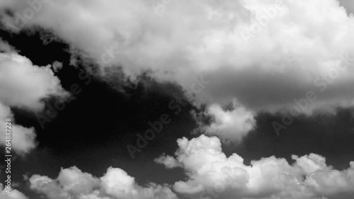 Time lapse,Slow motion the white fluffy clouds moving on dark background