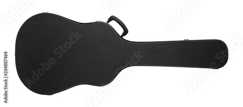 Musical instrument - Black acoustic guitar hard case. Isolated