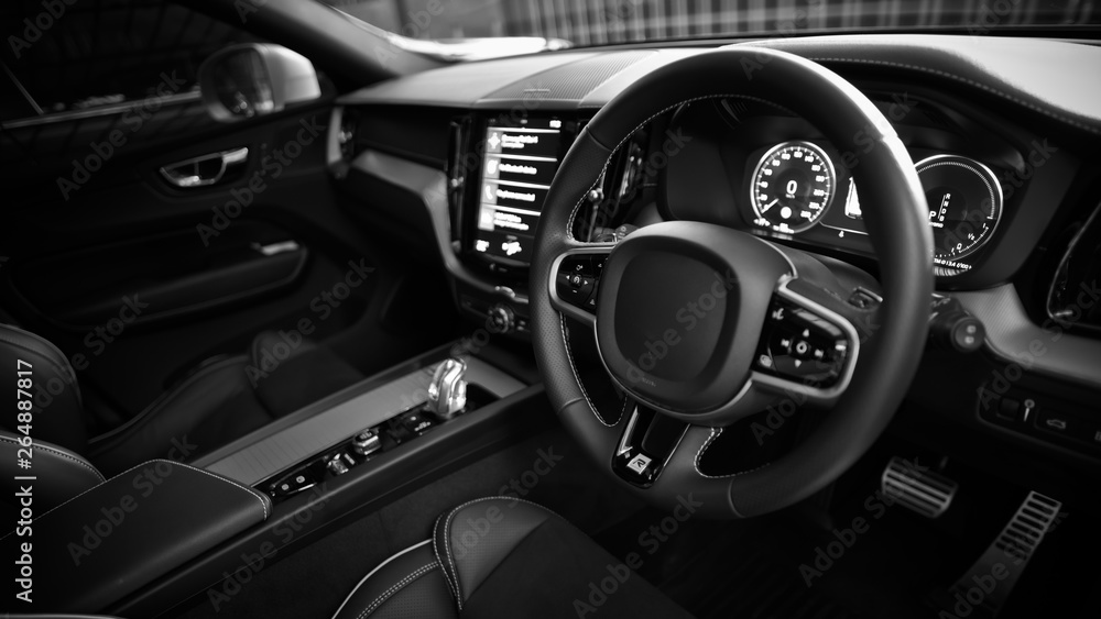 Car Steering Wheel Blurred Background