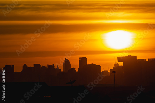 The silhouette of building. Sunset view in City  Bangkok  Thailand