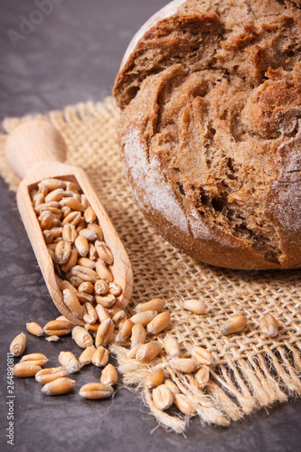 Rolls or bread with seeds of rye or wheat grain