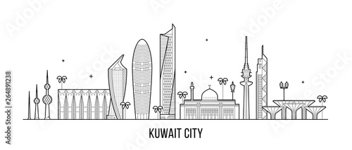Fototapeta Naklejka Na Ścianę i Meble -  Kuwait city skyline vector linear style buildings