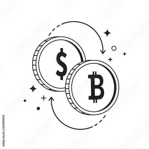 Currency exchange. Exchange of dollars for bitcoins.