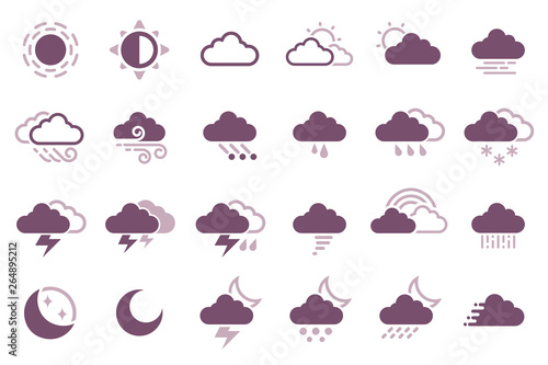 Weather icon. Climate in a day. Condensation of cloud.