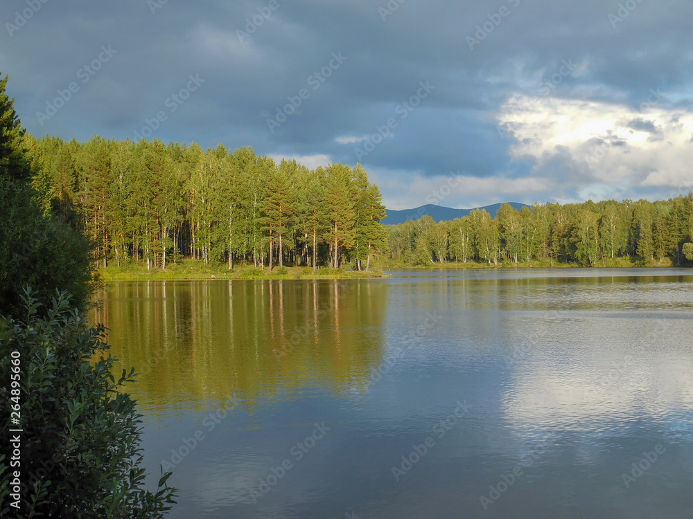 lake inside yuri gagarin park at chelyabinsk russia