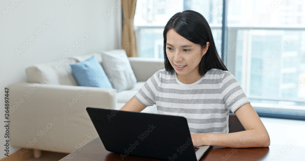 Woman work on computer at home Woman work on computer at home