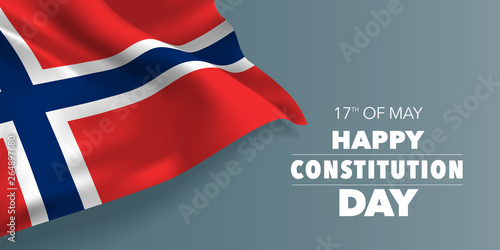 Norway happy constitution day greeting card, banner with template text vector illustration