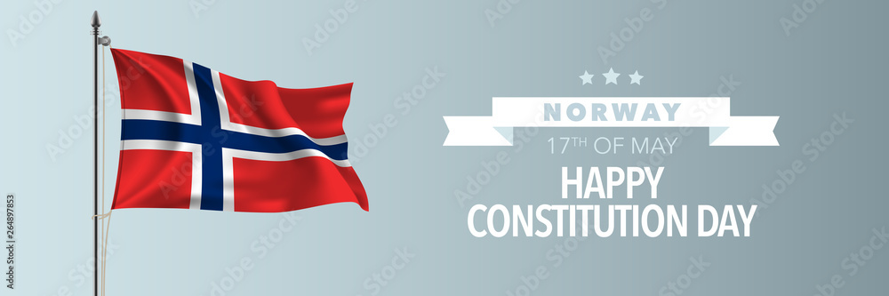 Fototapeta premium Norway happy constitution day greeting card, banner vector illustration