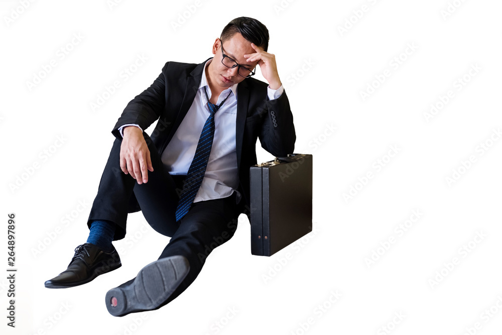 Stress Asian businessman isolated on white Stress Asian businessman isolated on white