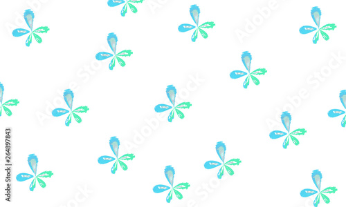 Elegant blue and green seamless pattern flowers. Classic spring style.