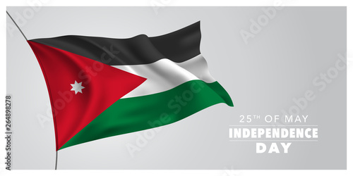 Jordan happy independence day greeting card, banner, horizontal vector illustration