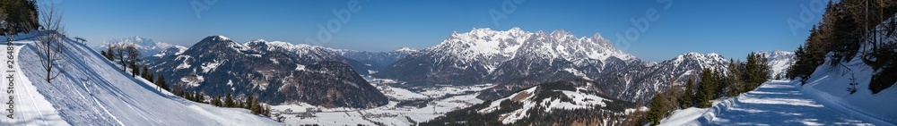 High resolution stitched alpine winter panorama at the Buchensteinwand-Tyrol-Austria