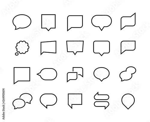 Speech bubbles line icons. Web chat forms, mobile application talk symbol, publication comment. Vector dialog conversation elements isolated