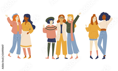 Groups of female friends, Portrait of young women