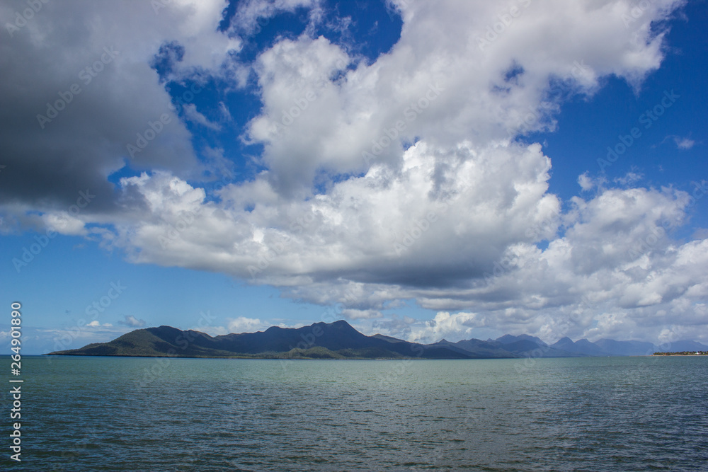 view to dunk island on a beautiful summer day, Missions beach, Queensland, Australia