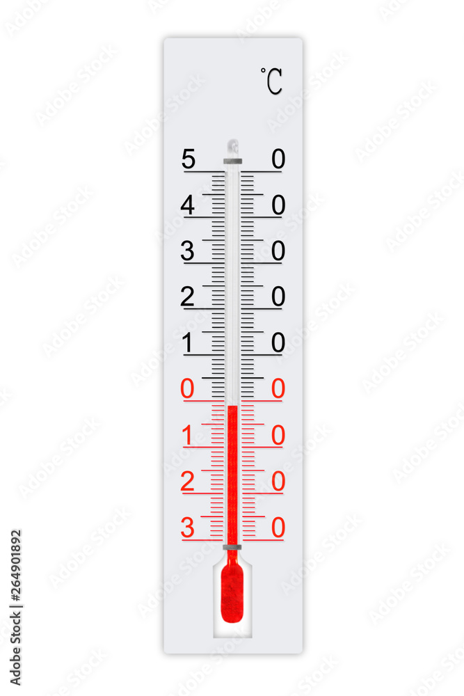 Celsius scale meteorology thermometer for measuring weather heat and cold. Thermometer isolated on white background. Air temperature minus 1 degrees Celsius scale meteorology thermometer for measuring weather heat and cold. Thermometer isolated on white background. Air temperature minus 1 degrees