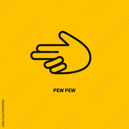 Gesture gun line icon