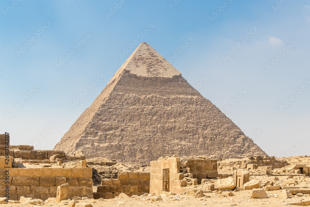 The ancient Egyptian Pyramid of Khafre in Cairo, Egypt The ancient Egyptian Pyramid of Khafre in Cairo, Egypt