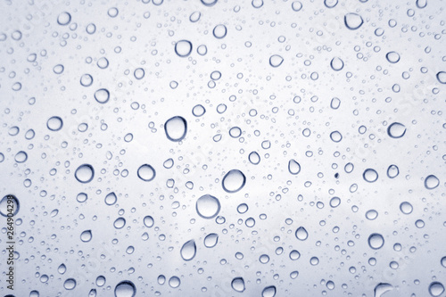 Water droplets texture on blue background