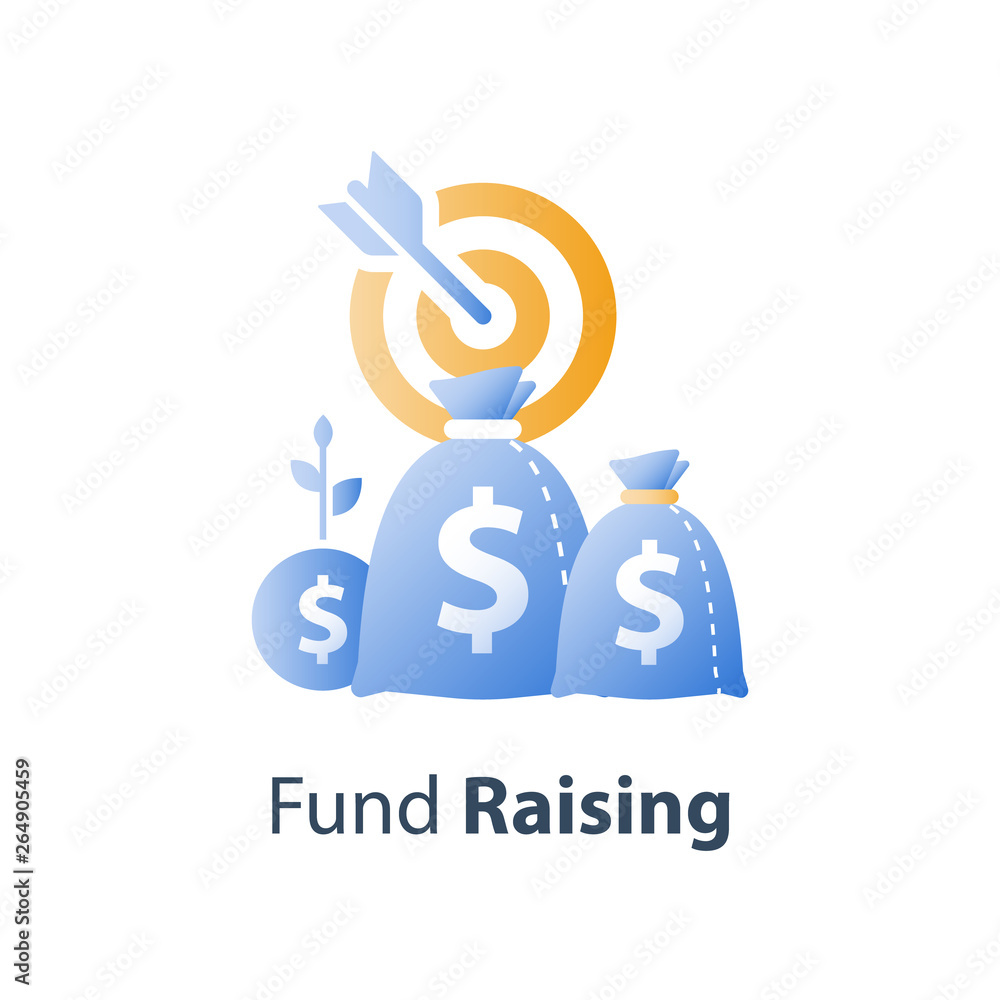 Fund raising campaign, hedge fund concept, investment idea, financial strategy, business revenue increase target Fund raising campaign, hedge fund concept, investment idea, financial strategy, business revenue increase target