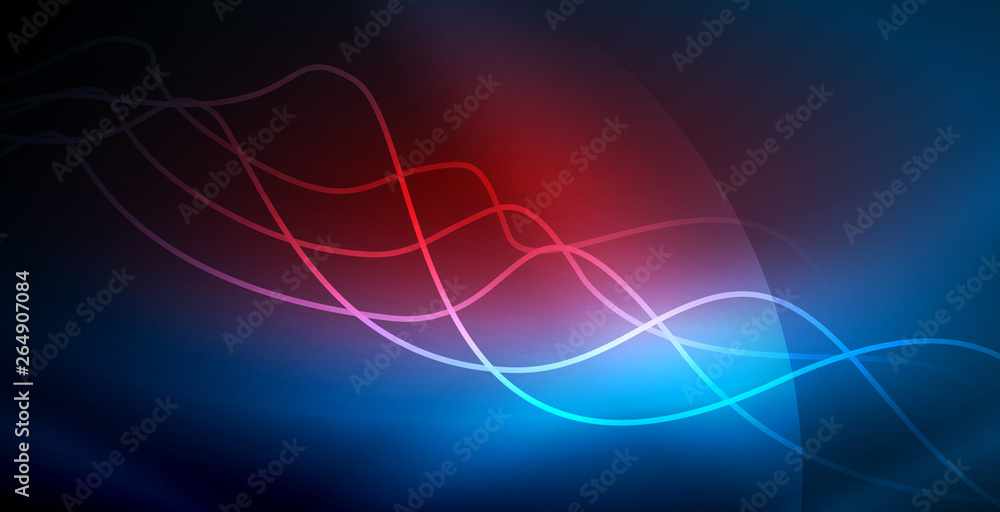 Glowing abstract wave on dark, shiny motion, magic space light. Vector techno abstract background Glowing abstract wave on dark, shiny motion, magic space light. Vector techno abstract background