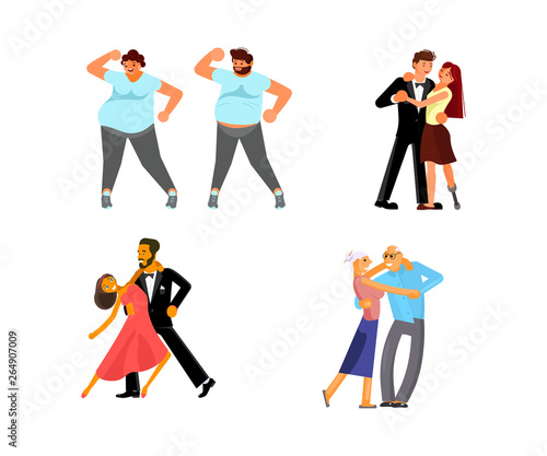 Set of dancing couples