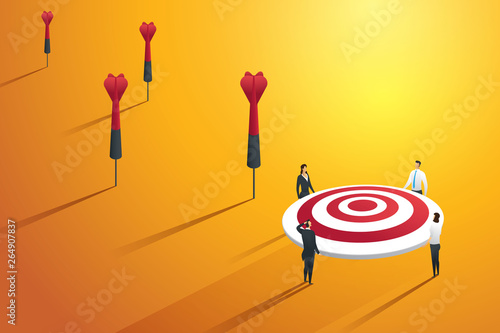 Business people missing the target and not success. illustration Vector