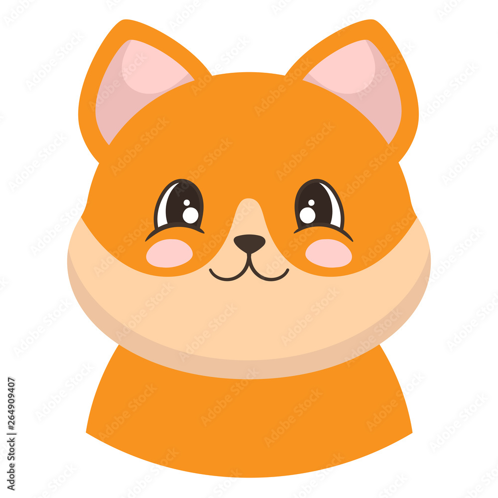 Portrait of cute fox in cartoon style. Vector illustration Portrait of cute fox in cartoon style. Vector illustration