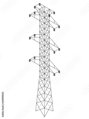 High Voltage Power Pylon  in isometric style. Steel Powerline Generator. Vector illustration 