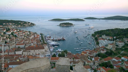 Summer in Hvar , Croatia - Hvar is a city and port on the island of Hvar, part of Split-Dalmatia County, Croatia. Hvar has a long history as center for Croatia trade, culture and travel attraction. photo