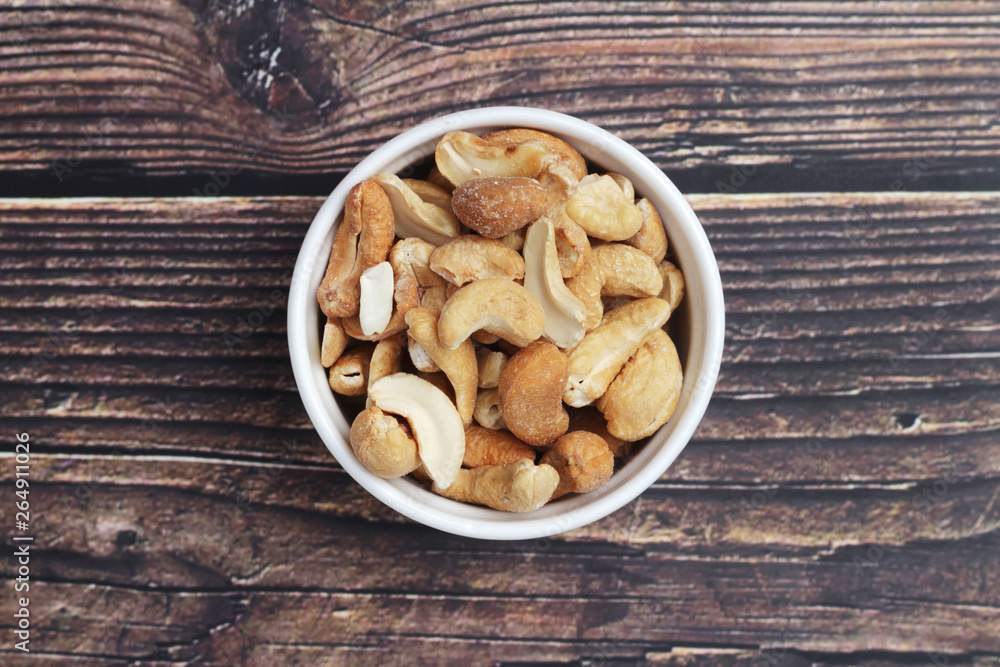 A bowl with cashew nuts A bowl with cashew nuts