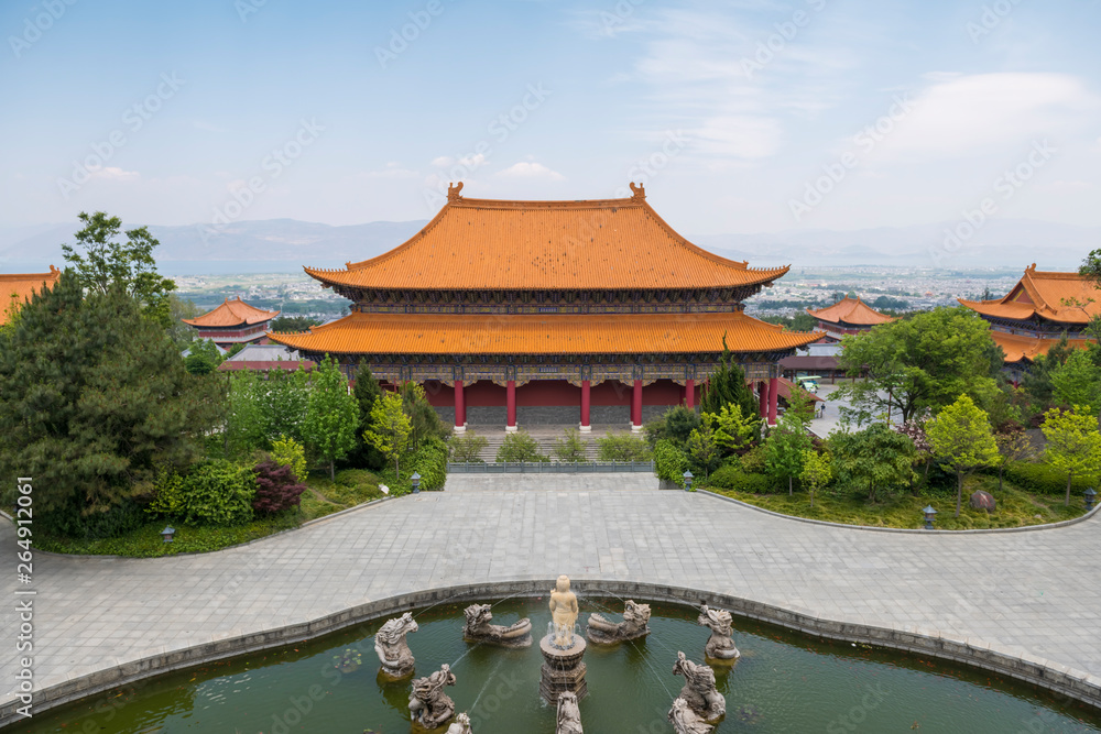 Buddhist temple building in Yunnan, China Buddhist temple building in Yunnan, China