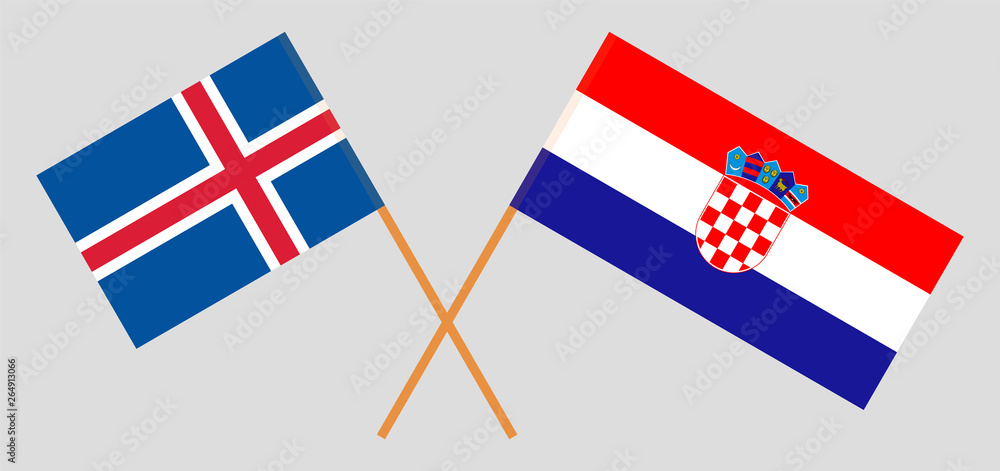 Croatia and Iceland. The Croatian and Icelandic flags. Official colors. Correct proportion. Vector