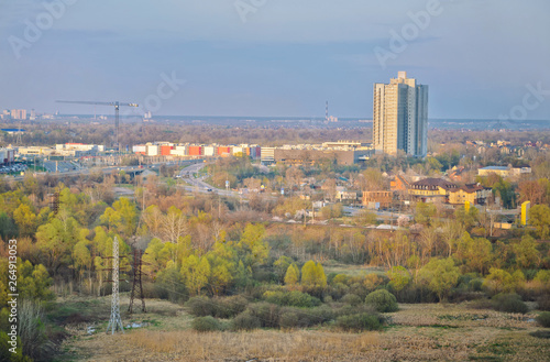 Suburban landscape. Typical landscape picture of the central part of Ukraine.